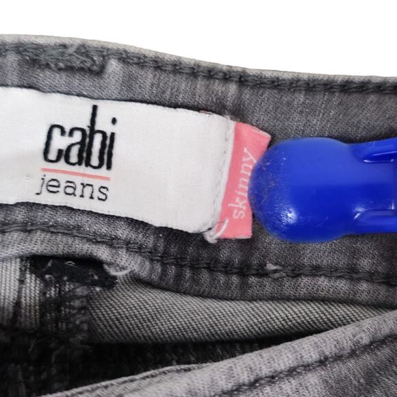 Cabi Jeans Women 6 Style 5167 Graphite Zip Skinny Stretch Gray Moto Zip Pockets - Picture 6 of 11